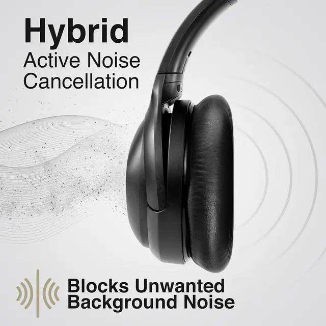 Alt view image 3 of 7 - Puro Sound Labs PuroPro Hybrid Active Noise Cancelling Headphones, Volume Limiting, Hi-Res Audio, 32h Playtime, Wireless Over Ear Headphones with Mic, Comfortable Fit, Ideal for Travel & Work Black