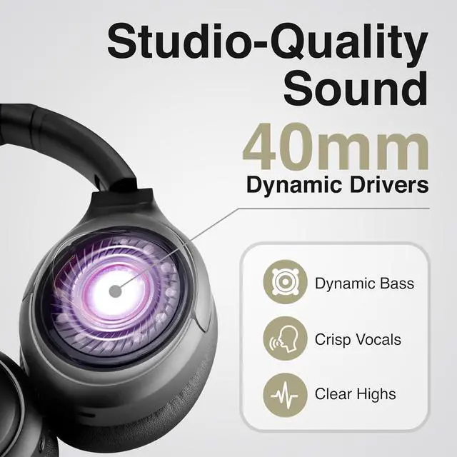 Alt view image 4 of 7 - Puro Sound Labs PuroPro Hybrid Active Noise Cancelling Headphones, Volume Limiting, Hi-Res Audio, 32h Playtime, Wireless Over Ear Headphones with Mic, Comfortable Fit, Ideal for Travel & Work Black