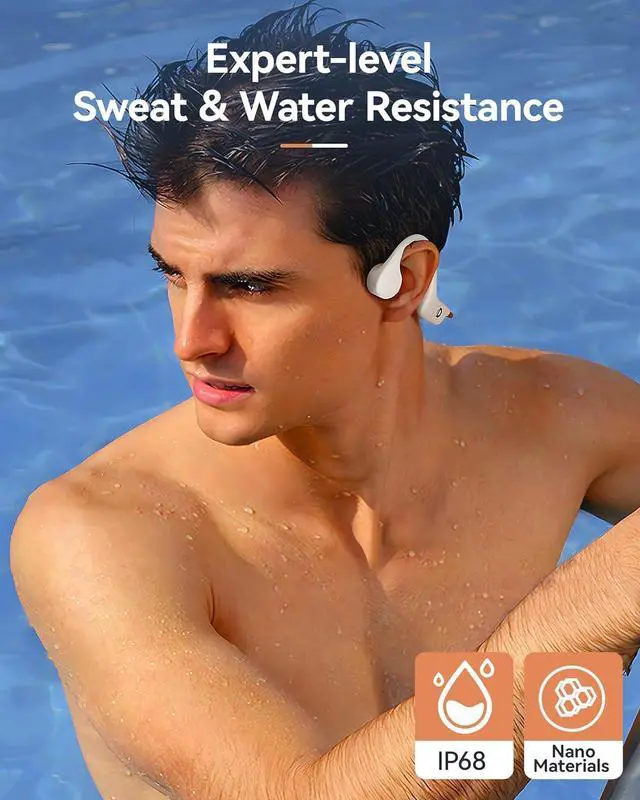 Alt view image 7 of 7 - Open Ear Sport Headphones, Wireless Bone Conduction Earphones, Built-in 32GB MP3,with Mic, IP68, Sweat & Water Resistant, Up to 8 Hours Battery, Bluetooth 5.3,for Running,Workouts