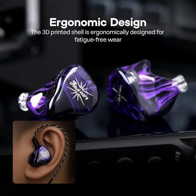 Alt view image 4 of 7 - Linsoul Kiwi Ears Quartet 2DD+2BA Hybrid In-Ear Monitor, HiFi Earphones with Hand-crafted Resin Shell, Detachable OFC Silver-plated IEM Cable for Audiophile Musician DJ Studio Gaming (Purple, Quartet)