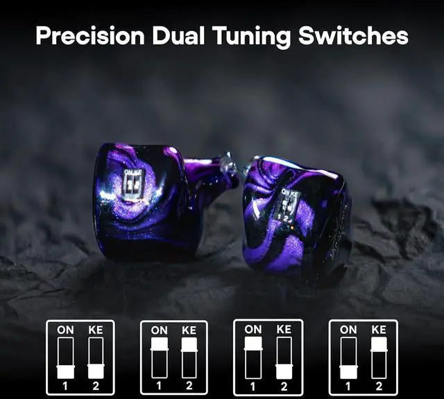 Alt view image 5 of 7 - Linsoul Kiwi Ears Quartet 2DD+2BA Hybrid In-Ear Monitor, HiFi Earphones with Hand-crafted Resin Shell, Detachable OFC Silver-plated IEM Cable for Audiophile Musician DJ Studio Gaming (Purple, Quartet)