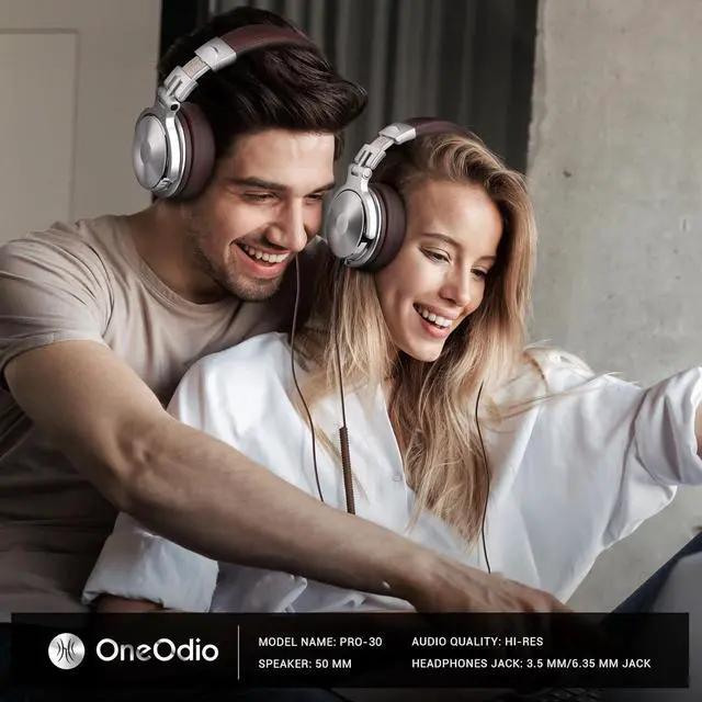 Alt view image 2 of 7 - OneOdio Pro-30 Over Ear Headphone, Wired Premium Stereo Sound Headsets with 50mm Driver, Foldable Comfortable Headphones with Protein Earmuffs and Shareport for Recording Monitoring Podcast PC