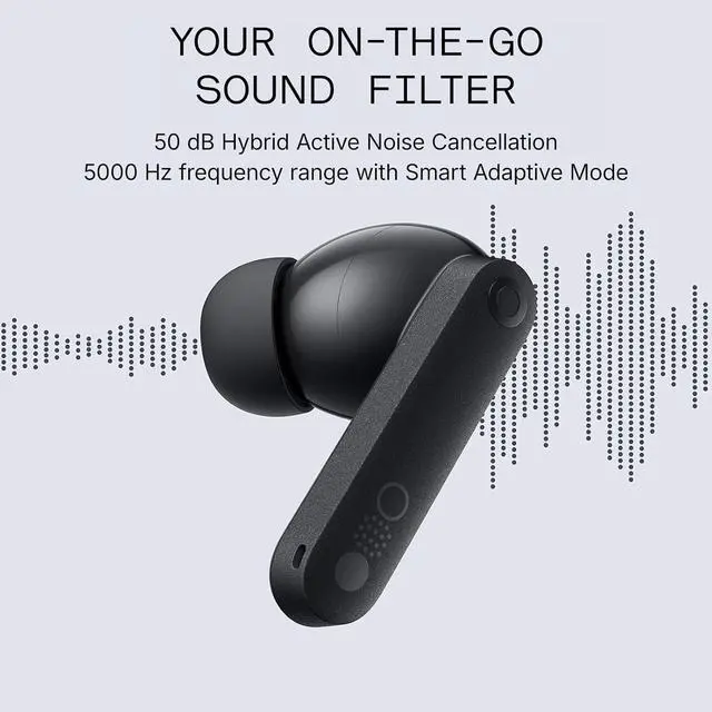 Alt view image 5 of 7 - CMF Buds Pro 2 Wireless Earbuds with Smart Dial, 50dB Hybrid Noise Cancelling Earbuds Wireless Bluetooth 5.3, 11mm Bass with LDAC, 6 Hi-Res Audio Mics, 43H Playtime, Fast Charging Case, Dark Grey