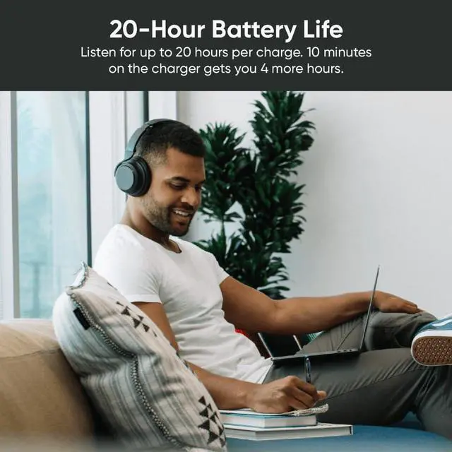 Alt view image 5 of 6 - WYZE Noise Cancelling Headphones and Hard Case for Travel, Wireless Over The Ear Bluetooth Headphones with Active Noise Cancellation, Transparency Mode, Clear Voice Pick-up, Alexa Built-in