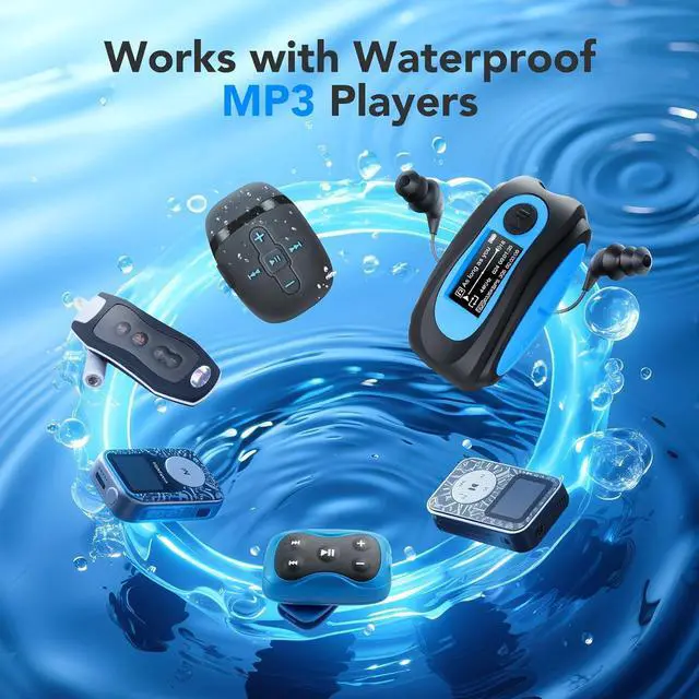 Alt view image 3 of 7 - AGPTEK IPX8 Waterproof in-Ear Earphones, Coiled Cable Swimming Earbuds with Stereo Audio Extension Cable, Wired,Black