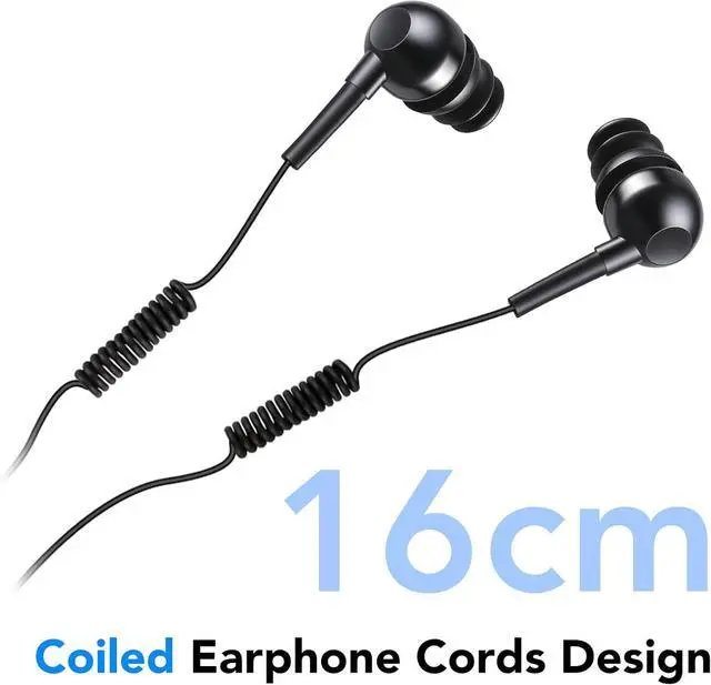 Alt view image 6 of 7 - AGPTEK IPX8 Waterproof in-Ear Earphones, Coiled Cable Swimming Earbuds with Stereo Audio Extension Cable, Wired,Black