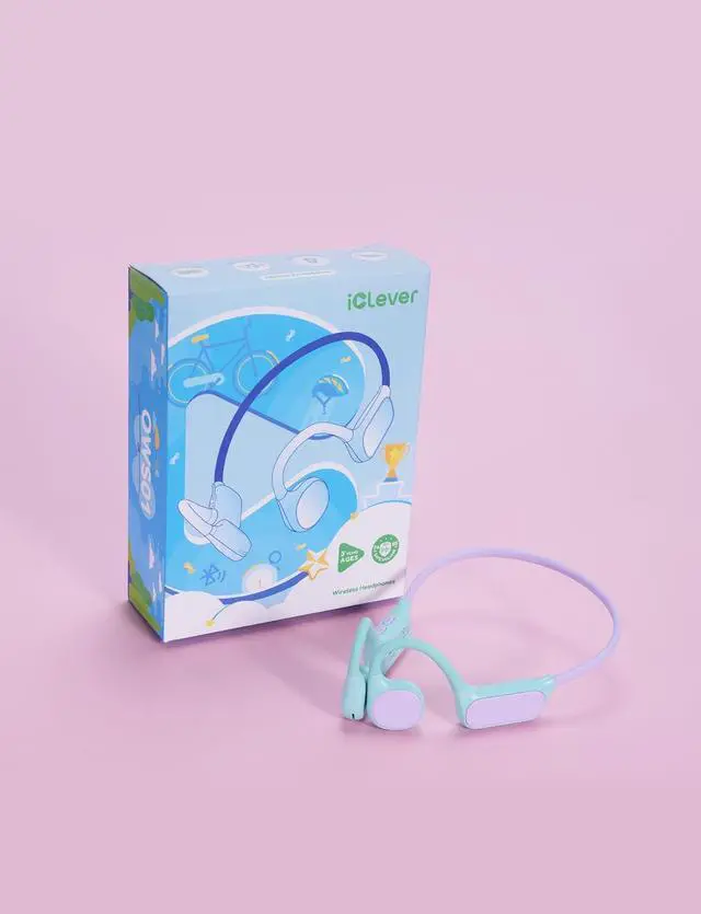 Alt view image 7 of 7 - iClever Kids Headphones, Bluetooth 5.4 Air Conduction Open Ear Headphones, Safe Volume 74&85 dBA, Clear Audio, 360° Bending, Ultra-Light Comfortable Kids Wireless Headphones for iPad/Travel/Sports