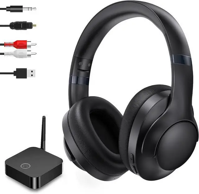 Main image of ROSIDA Wireless Headphones for TV Watching with Transmitter, TV Headphones Wireless for Seniors 295FT Range with Optical, AUX, RCA and USB Way, High Volume Control, Long Playtime, No Delay, Black
