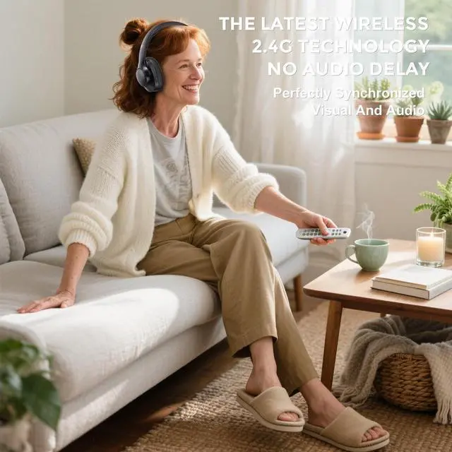 Alt view image 2 of 7 - ROSIDA Wireless Headphones for TV Watching with Transmitter, TV Headphones Wireless for Seniors 295FT Range with Optical, AUX, RCA and USB Way, High Volume Control, Long Playtime, No Delay, Black