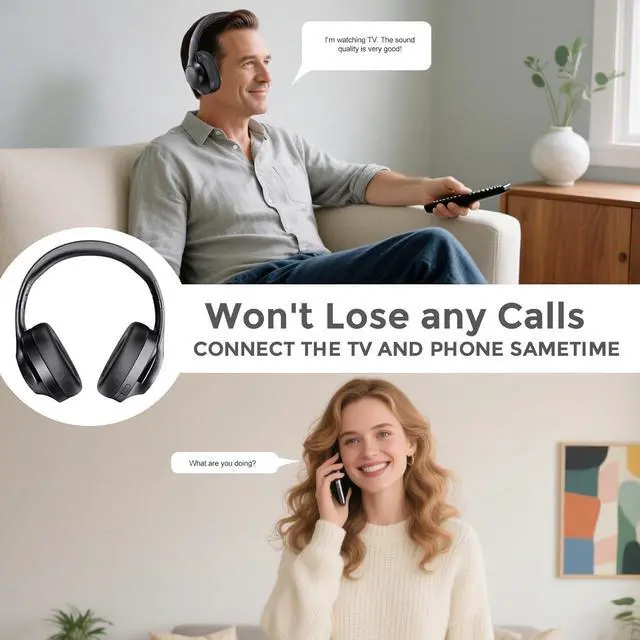 Alt view image 7 of 7 - ROSIDA Wireless Headphones for TV Watching with Transmitter, TV Headphones Wireless for Seniors 295FT Range with Optical, AUX, RCA and USB Way, High Volume Control, Long Playtime, No Delay, Black