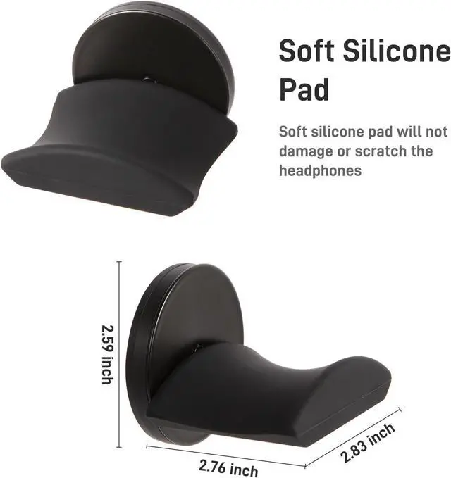 Alt view image 2 of 7 - Magnetic Headphone Holder, up to 30lbs, Headset Hooks, Headphone Hanger for Desk & Table, Headphone Mount Stand with Rubber Pad, Compatible with All Computer/Gaming Headsets