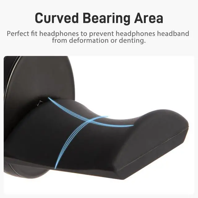 Alt view image 3 of 7 - Magnetic Headphone Holder, up to 30lbs, Headset Hooks, Headphone Hanger for Desk & Table, Headphone Mount Stand with Rubber Pad, Compatible with All Computer/Gaming Headsets
