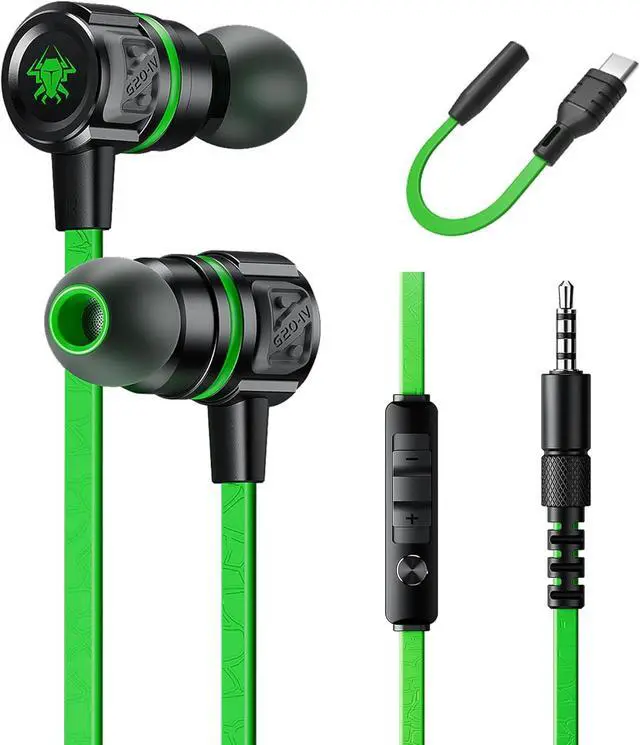 Main image of Gaming Earbuds Wired, USB C & 3.5mm Dual Plug in Ear Headphones with Mic and Volume Control for Small Ears, Stereo Bass Noise Isolating Earphones for PC/PS4/PS5/Xbox Series/Switch/Sleep/Sport/Workout