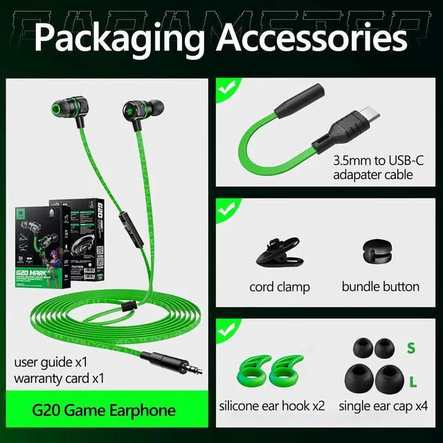 Alt view image 7 of 7 - Gaming Earbuds Wired, USB C & 3.5mm Dual Plug in Ear Headphones with Mic and Volume Control for Small Ears, Stereo Bass Noise Isolating Earphones for PC/PS4/PS5/Xbox Series/Switch/Sleep/Sport/Workout