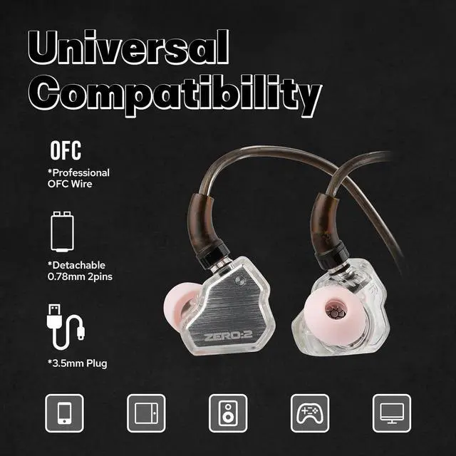 Alt view image 6 of 7 - Linsoul 7Hz x Crinacle Zero:2 in Ear Monitor, Updated 10mm Dynamic Driver IEM, Wired Earbuds Earphones, Gaming Earbuds, with OFC IEM Cable for Musician (Silver)