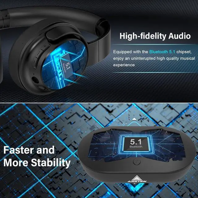 Alt view image 2 of 7 - ANSTEN Wireless Headphones for TV Watching with Digital Optical RCA AUX 3.5 MM Transmitter Charging Dock, Over Ear Headset for Seniors, 30 Hrs Playtime, Plug and Play
