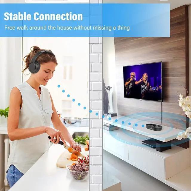 Alt view image 4 of 7 - ANSTEN Wireless Headphones for TV Watching with Digital Optical RCA AUX 3.5 MM Transmitter Charging Dock, Over Ear Headset for Seniors, 30 Hrs Playtime, Plug and Play
