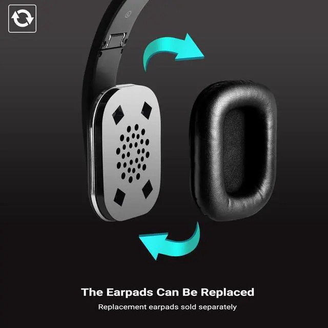 Alt view image 5 of 7 - August EP650 Bluetooth Wireless Over-Ear Headphones with aptX Low Latency, NFC, Multipoint Pairing, Wired Option, Built-in Microphone - Black