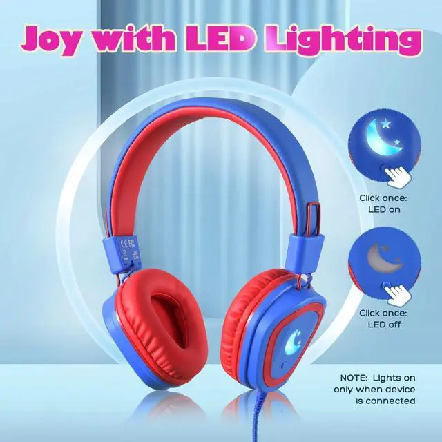 Alt view image 6 of 7 - Kids Headphones for School, 2024 Upgrade USB Type C Kids Headphone with Microphone, Wired Boys Girls Headphones with Safe Limiter 85dB/95dB, Foldable On Ear Headphones for School/iPad/Tablets/Travel