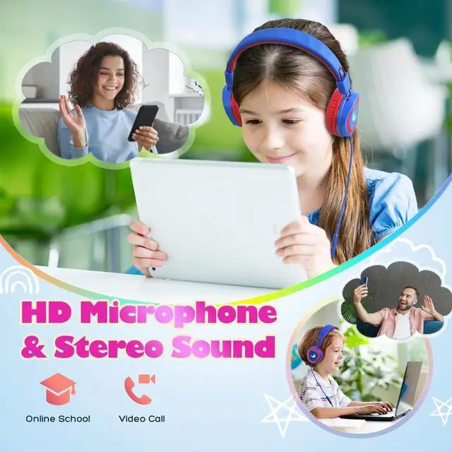 Alt view image 5 of 7 - Kids Headphones for School, 2024 Upgrade USB Type C Kids Headphone with Microphone, Wired Boys Girls Headphones with Safe Limiter 85dB/95dB, Foldable On Ear Headphones for School/iPad/Tablets/Travel