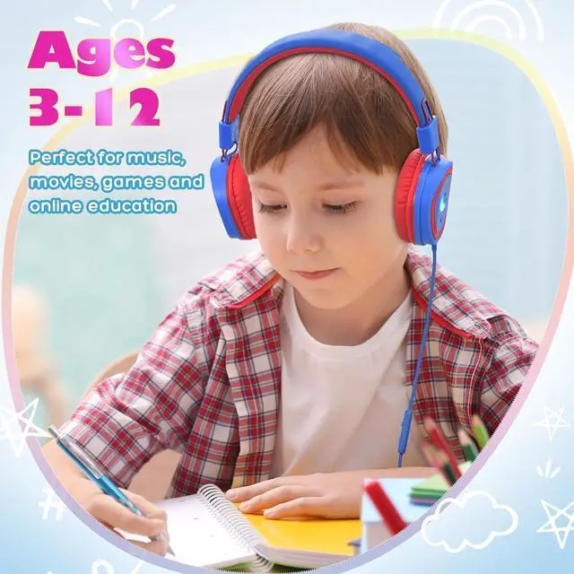Alt view image 7 of 7 - Kids Headphones for School, 2024 Upgrade USB Type C Kids Headphone with Microphone, Wired Boys Girls Headphones with Safe Limiter 85dB/95dB, Foldable On Ear Headphones for School/iPad/Tablets/Travel