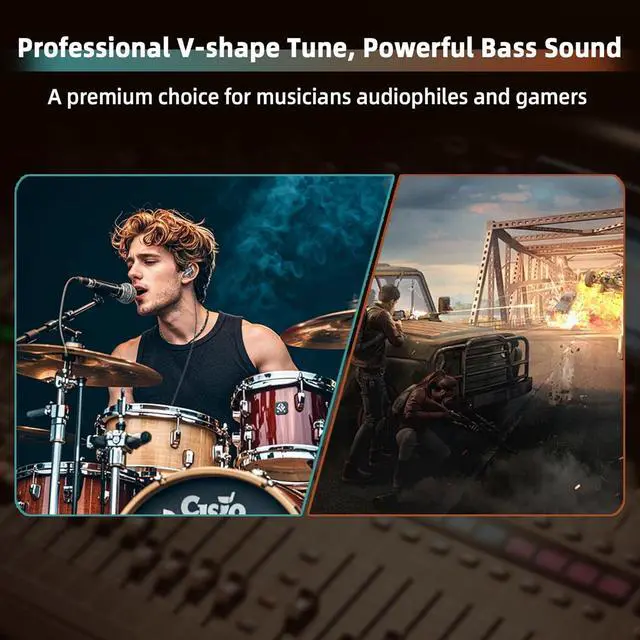 Alt view image 3 of 7 - CCZ DC01 Pro in Ear Monitor Headphones iems for Gaming Professional Gaming Earbuds Super Bass Wired Earphones with 1DD Patent Ear fins Ear tips for Singers Musicians Podcaster (black without mic)