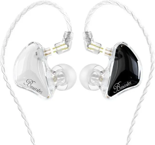 Main image of BASN Bmaster Triple Driver in-Ear Monitors Headphones with Powerful Deep Bass, HiFi Stereo IEM Earphones with Upgraded Detachable 2-Pin Cables for Musicians (White/Black, 2-Pin)