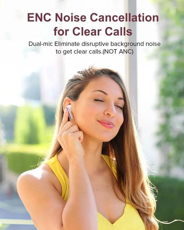 Alt view image 5 of 7 - Wireless Earbuds, 42H Playtime Bluetooth 5.3 Headphones, HiFi Stereo Call Noise Cancelling Earbuds, IPX7 Waterproof Stereo in-Ear Earphones with LED Display for iOS Android (Elegant Rose Gold)