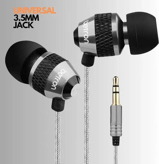 Alt view image 5 of 7 - Betron B25 Earphones, Noise Isolating in-Ear Wired Headphones with Strong Bass, Tangle-Free Cord, Lightweight, Carry Case and Soft Earbud Tips, Black