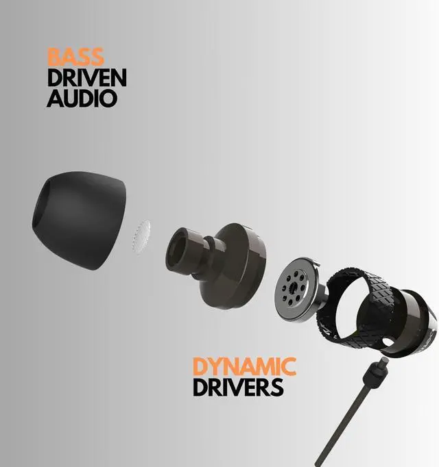 Alt view image 7 of 7 - Betron B25 Earphones, Noise Isolating in-Ear Wired Headphones with Strong Bass, Tangle-Free Cord, Lightweight, Carry Case and Soft Earbud Tips, Black