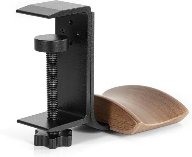 Alt view image 6 of 7 - Headphone Holder with 6cm Wide Walnut Headrest,Adjustable Clamp-on Headset Stand Desk Headset Holder for Over Ear and Gaming