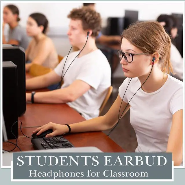 Alt view image 4 of 6 - Kanayu 100 Pack Wired Earbuds Bulk for Classroom Ear Headphones Wired Basic Student Earbuds No Microphone with 3.5mm Jack for Kids Class Laptop School Library, Individually Bagged(Multicolor)