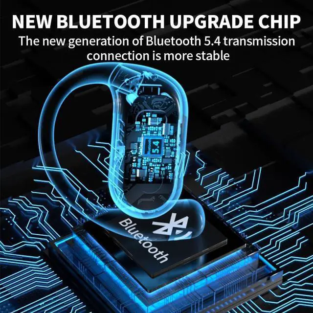 Alt view image 4 of 6 - JIECAN Open Ear Headphones Bluetooth V5.3 Wireless Earbuds with Earhooks with Digital Display Charging Case, Conduction Headphones with Mic Waterproof Sport Earbuds for Running (Black)