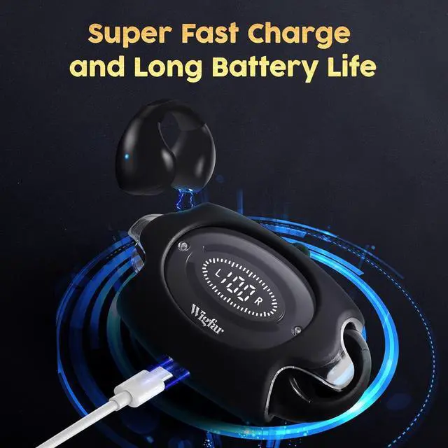 Alt view image 6 of 7 - Open Ear Headphones True Wireless Bluetooth Headphones, Ear Clip Earbuds, Sweat Resistant, Fast Charging, 24HRS Playtime, Open Ear Earbuds for Workout, Driving, Meeting, (E-88)