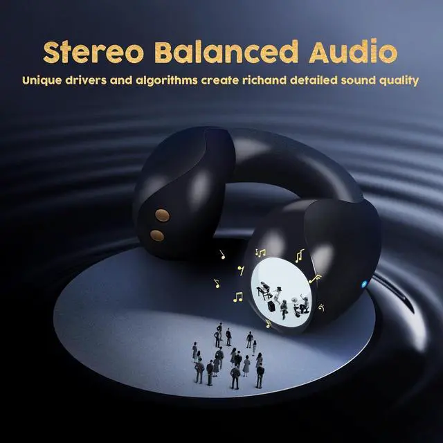 Alt view image 7 of 7 - Open Ear Headphones True Wireless Bluetooth Headphones, Ear Clip Earbuds, Sweat Resistant, Fast Charging, 24HRS Playtime, Open Ear Earbuds for Workout, Driving, Meeting, (E-88)