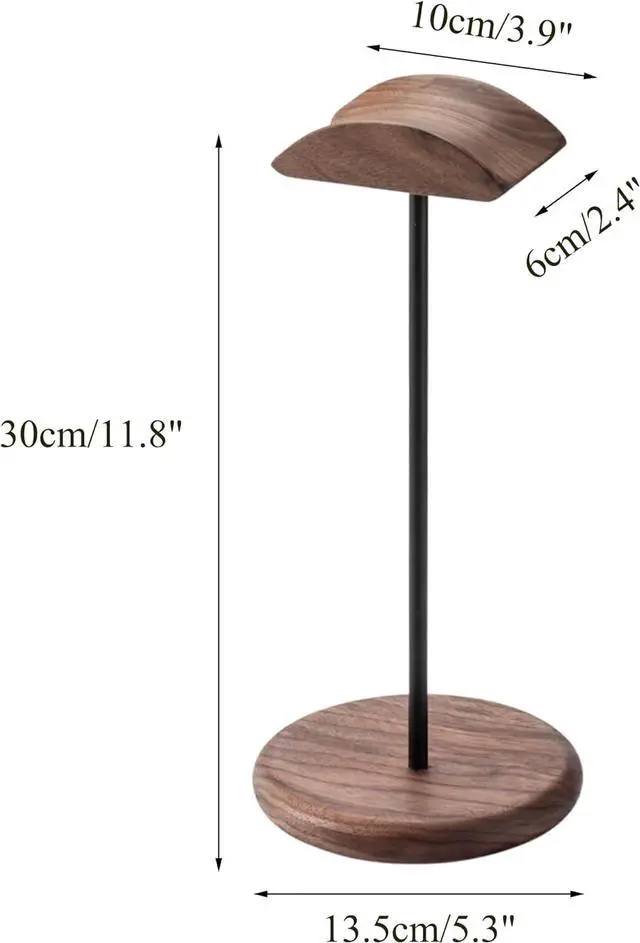 Alt view image 7 of 7 - muso wood Walnut Wood & Aluminum Headset Stand, Desktop Headphone Stand, Headset Holder with Anti-Slip Pad, Headphone Holder with Storage Base for Most Gaming Music Headsets