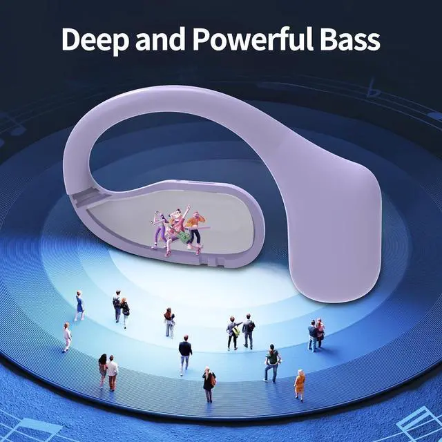 Alt view image 7 of 7 - Bluetooth Headphones Wireless Earbuds 36Hrs Playtime Wireless Charging Case HiFi Stereo Over-Ear Earphones with Earhook Waterproof Headphones with Mic for Sport Running Workout Purple