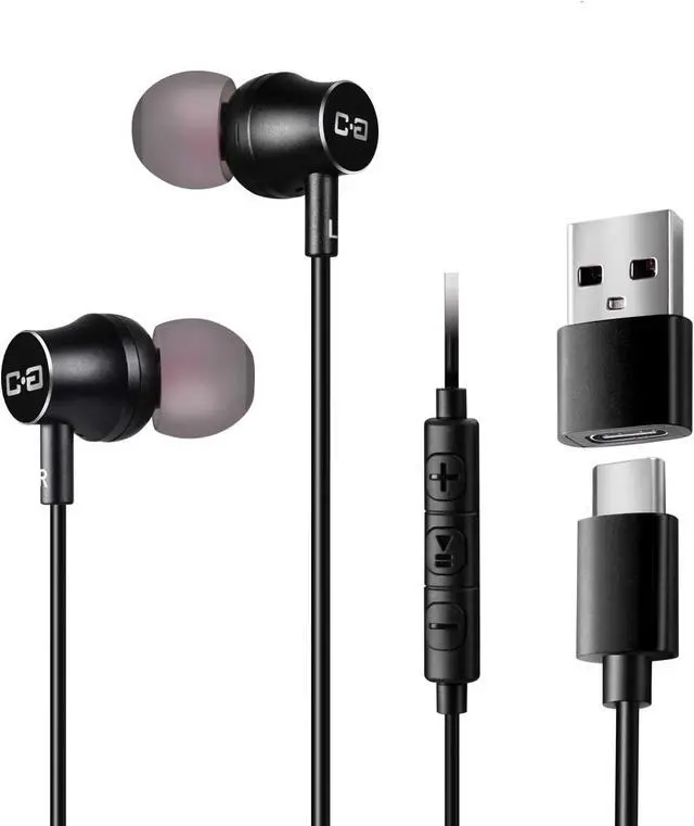Main image of USB-C Earbuds, USB Headphones, Compatible with Samsung Google OnePlus iPhone 15 16 Smartphones, with USB Adapter for Laptop PC, Mac, Advanced DAC Sound Card, Clear Mic, Deep Bass, Magnetic Shell