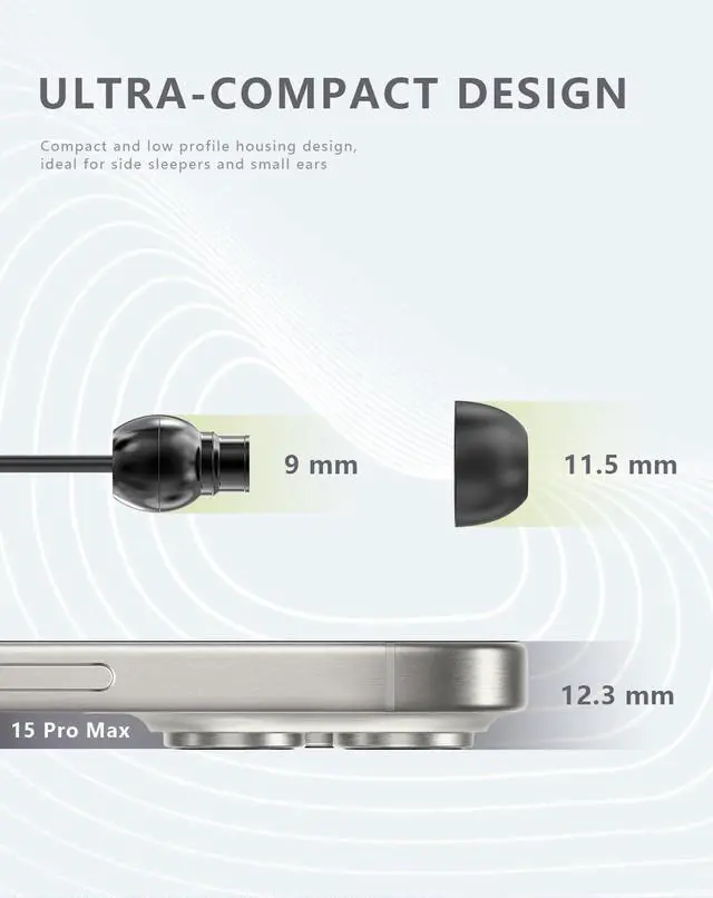 Alt view image 4 of 7 - Wired Sleep Earbuds for Side Sleeper, in-Ear Small Headphones with Microphone, Noise Isolating Earphones with Pure Sound for Side Sleeping, Bedtime, Relaxation