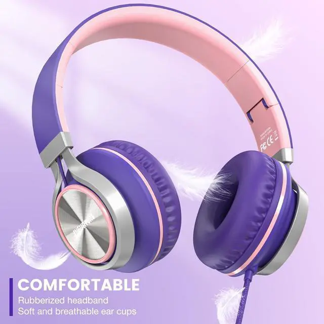 Alt view image 4 of 7 - INFURTURE USB C Headphones with Mic,Volume Control,Tangle-Free Plaiting Line,Wired Headphones Type c,Lightweight Foldable for iPhone 16/15 Headphone Series/Tablet/School/Travel/Sports/Audiobooks