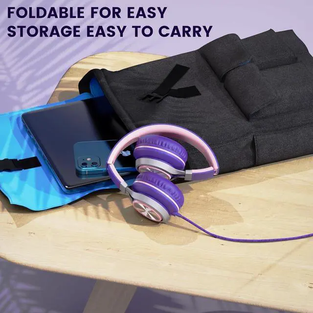 Alt view image 5 of 7 - INFURTURE USB C Headphones with Mic,Volume Control,Tangle-Free Plaiting Line,Wired Headphones Type c,Lightweight Foldable for iPhone 16/15 Headphone Series/Tablet/School/Travel/Sports/Audiobooks