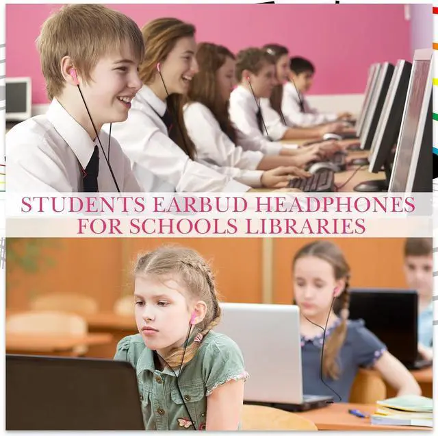 Alt view image 6 of 7 - Kanayu 100 Pack Wired Earbuds Bulk for Classroom Ear Headphones Wired Basic Student Earbuds No Microphone with 3.5MM Jack for Kids Class Laptop School Library, Individually Bagged(Pink)