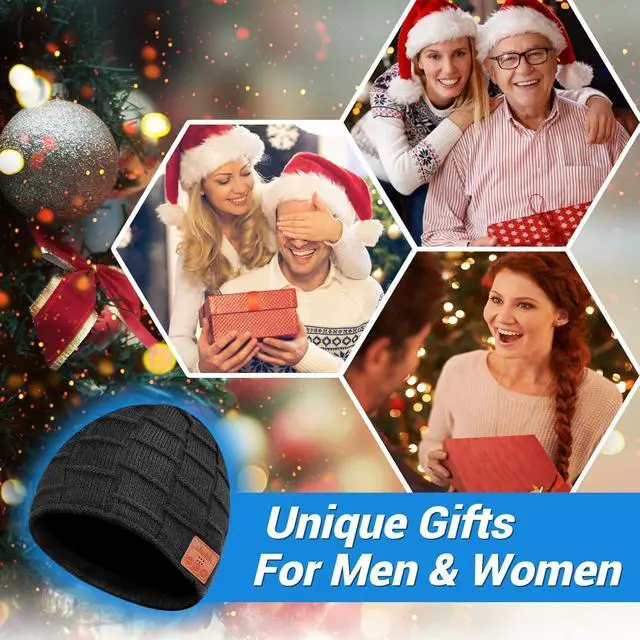 Alt view image 2 of 7 - Stocking Stuffers for Men Bluetooth Beanie - Bluetooth Hat Christmas Tech Gifts for Men Dad Women Husband Him Teenagers Boys, Bluetooth Winter Hat with Headphones Unique Birthday Gift Ideas Presents