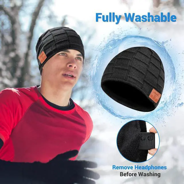 Alt view image 5 of 7 - Stocking Stuffers for Men Bluetooth Beanie - Bluetooth Hat Christmas Tech Gifts for Men Dad Women Husband Him Teenagers Boys, Bluetooth Winter Hat with Headphones Unique Birthday Gift Ideas Presents