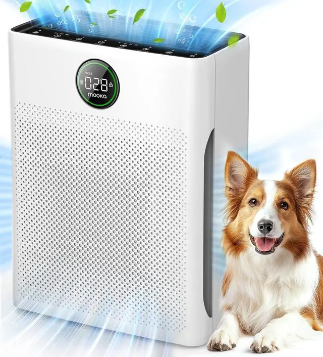 Main image of Air Purifiers for Home Large Room up to 2200sq.ft, MOOKA Air purifier for Home Pets with Washable Filter, PM 2.5 Display Air Quality Sensor Air Cleaner for Bedroom, Dorm room, Pets, Office, PR1