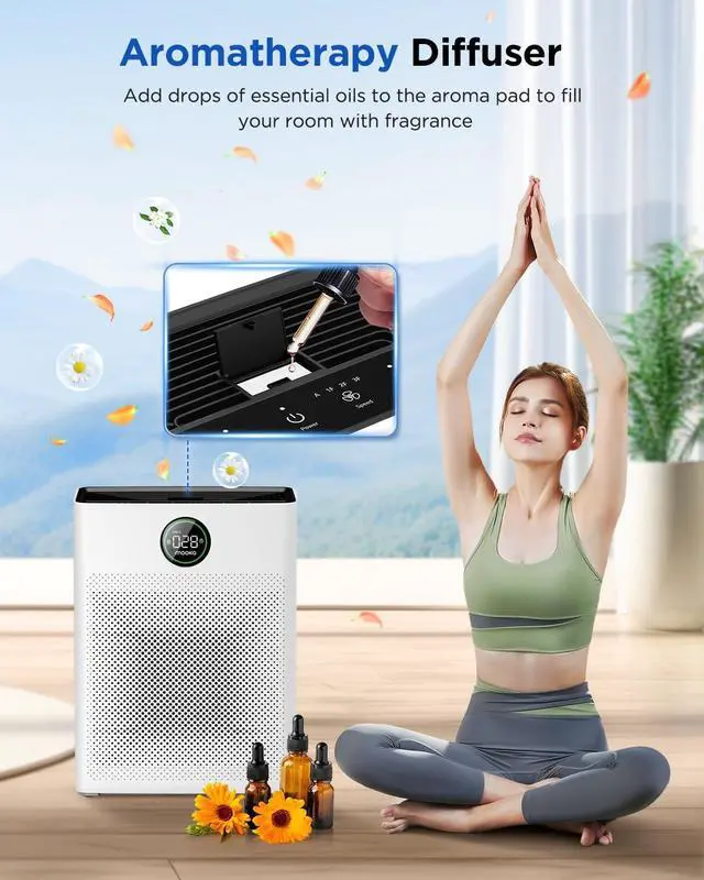 Alt view image 7 of 7 - Air Purifiers for Home Large Room up to 2200sq.ft, MOOKA Air purifier for Home Pets with Washable Filter, PM 2.5 Display Air Quality Sensor Air Cleaner for Bedroom, Dorm room, Pets, Office, PR1