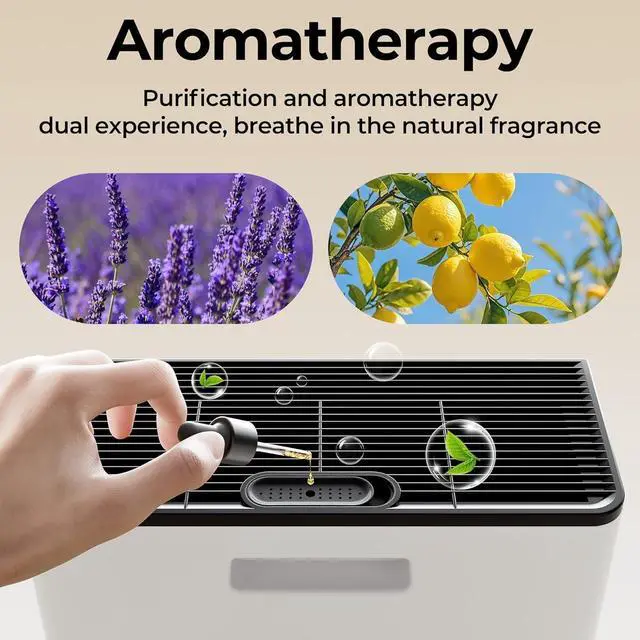 Alt view image 6 of 7 - Air Purifiers for Home Large Room up to 2200sq.ft with Washable Filters, EVALIT Air Purifier for Bedroom with Fragrance, PM 2.5 Display Air Quality Sensor for Smoke Dust Odors, White, 1Pack+3Modes