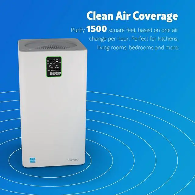 Alt view image 2 of 7 - Kenmore PM3020 Air Purifiers with H13 True HEPA Filter, Covers Up to 1500 Sq.Foot, 24db SilentClean 3-Stage HEPA Filtration System, 5 Speeds for Home Large Room, Kitchens & Bedroom