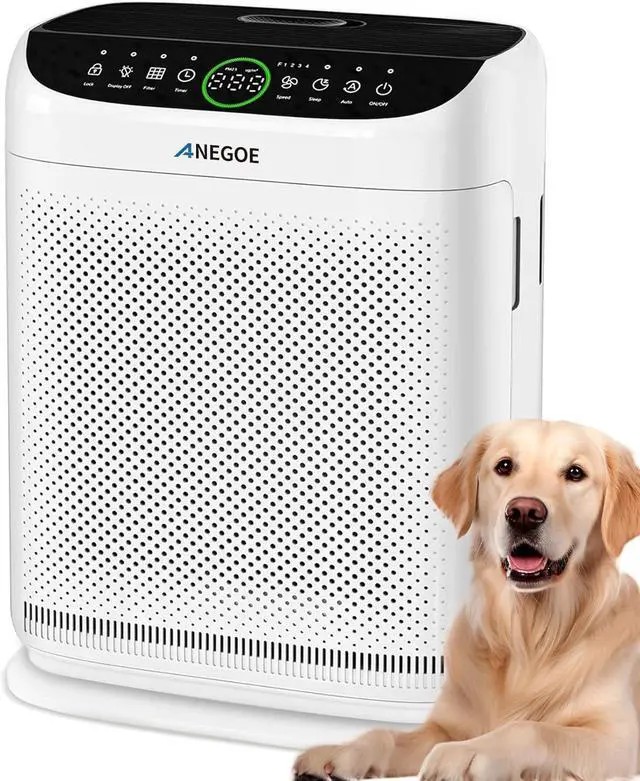 Main image of Air Purifiers for Home Large Room Up to 2500 Ft² With Double Air Intake,Washable Pre-Filters, AnEgoe Pet Air Purifier for Bedroom With Remote Control,HEPA Air Cleaner for Dust, Pets,White