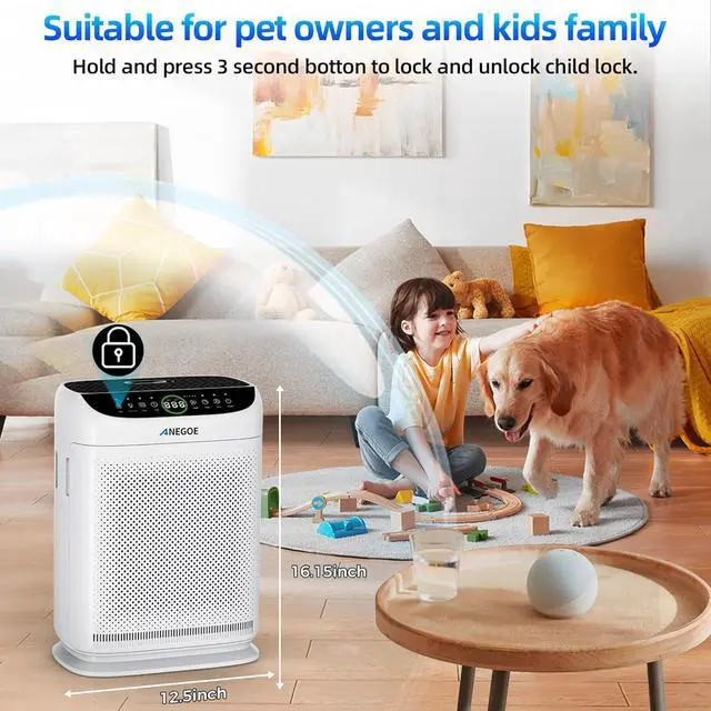 Alt view image 7 of 7 - Air Purifiers for Home Large Room Up to 2500 Ft² With Double Air Intake,Washable Pre-Filters, AnEgoe Pet Air Purifier for Bedroom With Remote Control,HEPA Air Cleaner for Dust, Pets,White